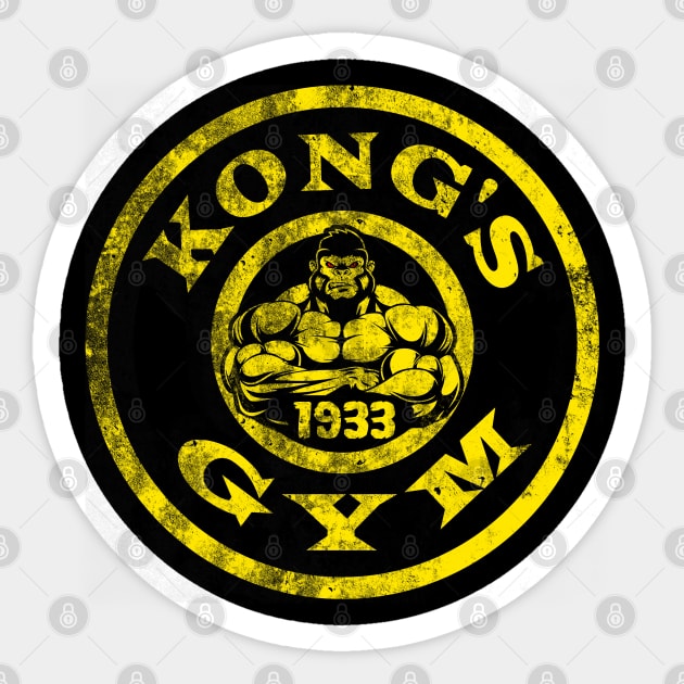 Kong's Gym, distressed Sticker by hauntedjack